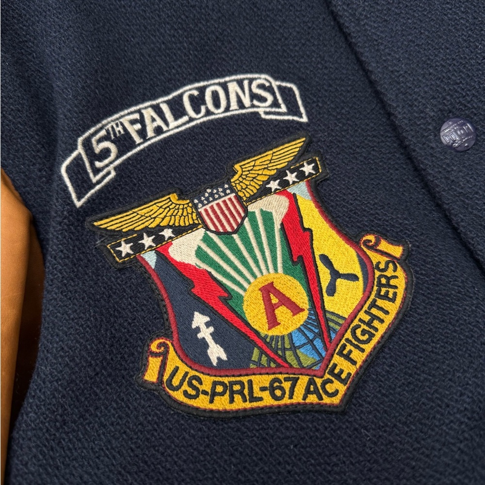 Ralph Lauren paratrooper varsity jacket 5th falcons 067 usrl leather wool - Picture 6 of 13